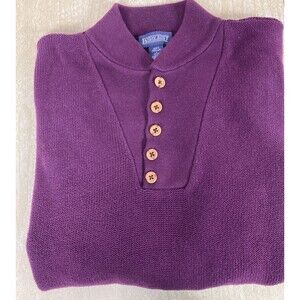 Vintage Lands End Men's XL Long Sleeve Made in USA Henley Sweater Wood Buttons